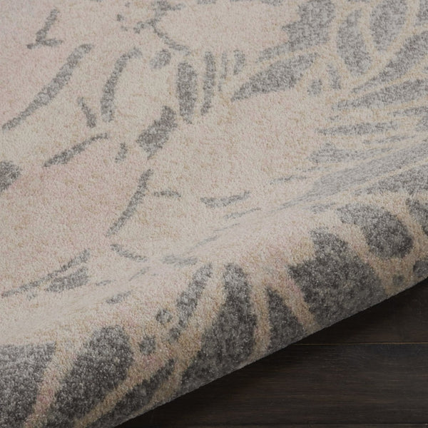 HomeRoots 8' Graceful Gray and Pink Floral Area Rug - Durable, Stain-Resistant, Perfect for High-Traffic Spaces 8' X 10' 551242