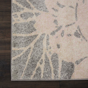 Homeroots 8' Gray And Pink Floral Area Rug - Stain Resistant, Durable, Ideal For Kids & Pets, Stylish Decor  Polypropylene 551242