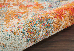 Homeroots 8' X 11' Ivory Pink And Orange Abstract Distressed Non Skid Area Rug  Polypropylene 551243