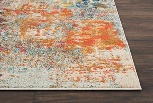 HomeRoots 8' X 11' Abstract Distressed Area Rug in Ivory, Pink & Orange - Durable, Non-Skid & Stylish Design! 551243