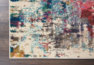 HomeRoots 8' X 11' Abstract Distressed Area Rug in Ivory, Pink & Orange - Durable, Non-Skid & Stylish Design! 551243