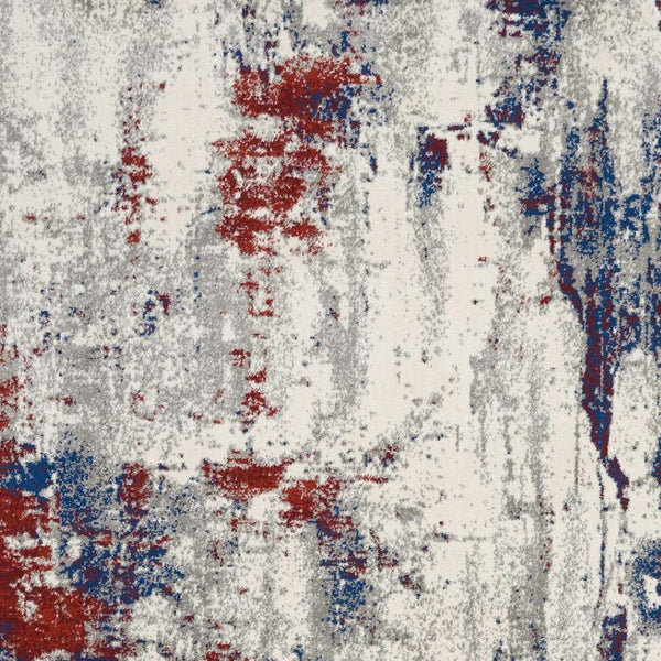 HomeRoots 5' Abstract Ivory Red and Blue Non-Skid Area Rug – Stylish, Durable, Stain-Resistant Design for Any Room 8' X 11' 551244