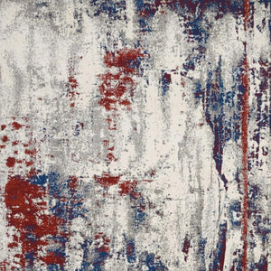 HomeRoots 5' Abstract Ivory Red and Blue Non-Skid Area Rug – Stylish, Durable, Stain-Resistant Design for Any Room 8' X 11' 551244
