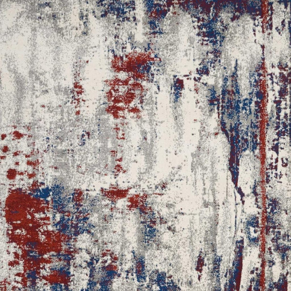 HomeRoots 5' Abstract Ivory Red and Blue Non-Skid Area Rug – Stylish, Durable, Stain-Resistant Design for Any Room 8' X 11' 551244
