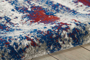HomeRoots 5' Abstract Ivory Red and Blue Non-Skid Area Rug – Stylish, Durable, Stain-Resistant Design for Any Room 8' X 11' 551244