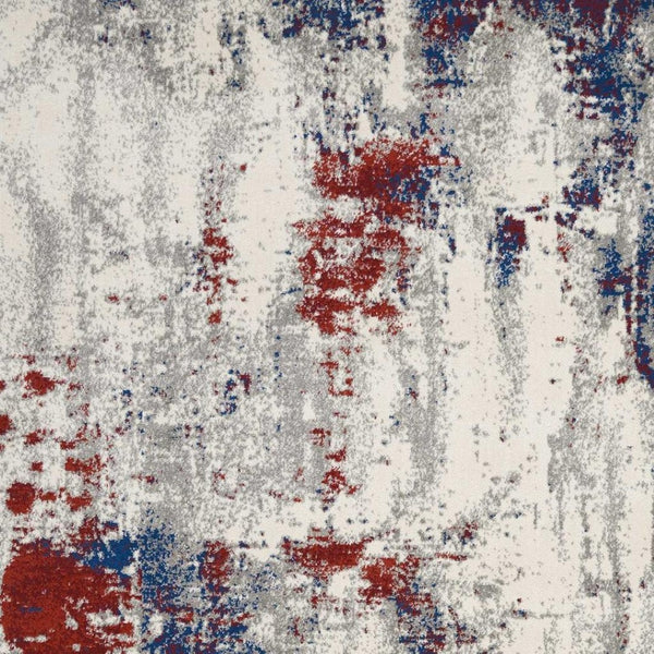 HomeRoots 5' Abstract Ivory Red and Blue Non-Skid Area Rug – Stylish, Durable, Stain-Resistant Design for Any Room 8' X 11' 551244