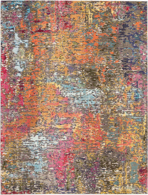 Homeroots 8' X 11' Blue And Orange Abstract Non Skid Area Rug  Polypropylene 551249