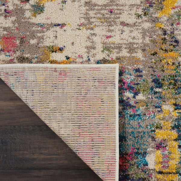 HomeRoots 8' X 11' Blue and Orange Abstract Area Rug - Durable, Non-Skid, Stain-Resistant, Modern Design for Homes 551249