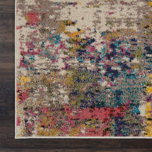 HomeRoots 8' X 11' Blue and Orange Abstract Area Rug - Durable, Non-Skid, Stain-Resistant, Modern Design for Homes 551249