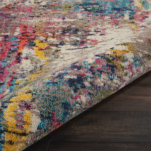 HomeRoots 8' X 11' Blue and Orange Abstract Area Rug - Durable, Non-Skid, Stain-Resistant, Modern Design for Homes 551249