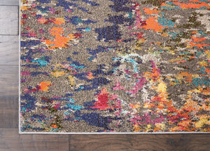 Homeroots 8' X 11' Blue And Orange Abstract Non Skid Area Rug  Polypropylene 551249