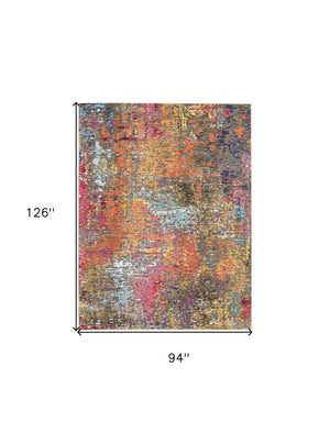 Homeroots 8' X 11' Blue And Orange Abstract Non Skid Area Rug  Polypropylene 551249