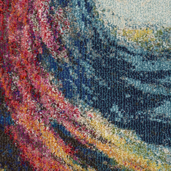 HomeRoots 8' X 11' Abstract Area Rug in Vibrant Blue, Red & Orange - Durable, Non-Skid, and Low-Maintenance! 551251