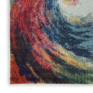 HomeRoots 8' X 11' Abstract Area Rug in Vibrant Blue, Red & Orange - Durable, Non-Skid, and Low-Maintenance! 551251