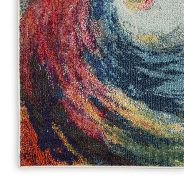 HomeRoots 8' X 11' Abstract Area Rug in Vibrant Blue, Red & Orange - Durable, Non-Skid, and Low-Maintenance! 551251