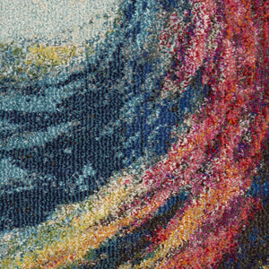 HomeRoots 8' X 11' Abstract Area Rug in Vibrant Blue, Red & Orange - Durable, Non-Skid, and Low-Maintenance! 551251