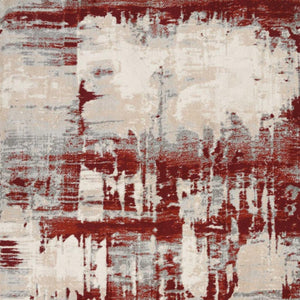 HomeRoots 5' Modern Abstract Ivory Red and Gray Area Rug with Non-Skid Backing for High-Traffic Spaces 8' X 11' 551253