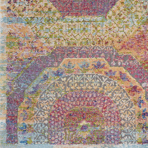 Homeroots 5' X 8' Blue Red And Orange Geometric Distressed Non Skid Area Rug  Polypropylene,Polyester 551254