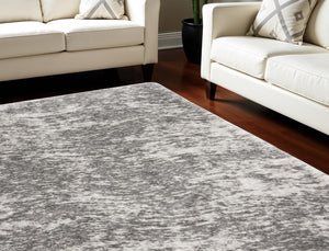 Homeroots 7' X 9' Charcoal And Ivory Abstract Shag Area Rug  Polyester 551260