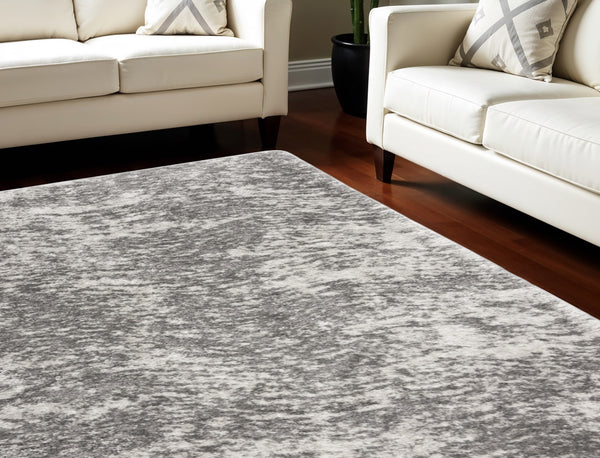 Homeroots 7' X 9' Charcoal And Ivory Abstract Shag Area Rug  Polyester 551260