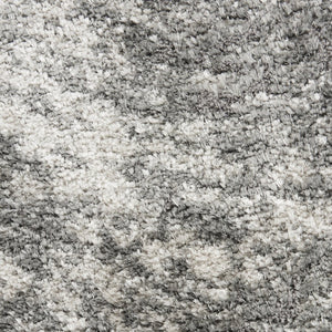 HomeRoots 7' Charcoal and Ivory Abstract Shag Area Rug - Plush, Stain-Resistant Luxury for Modern Spaces 551260