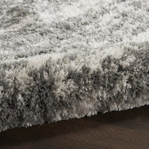 HomeRoots 7' Charcoal and Ivory Abstract Shag Area Rug - Plush, Stain-Resistant Luxury for Modern Spaces 551260