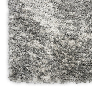 HomeRoots 7' Charcoal and Ivory Abstract Shag Area Rug - Plush, Stain-Resistant Luxury for Modern Spaces 551260