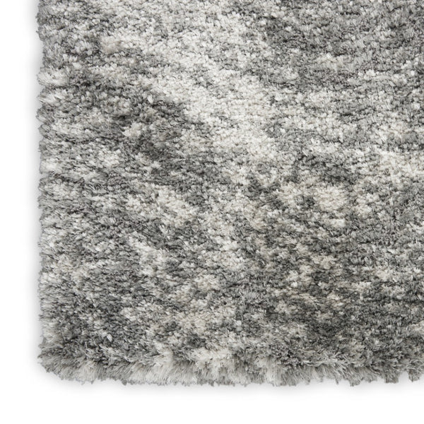 HomeRoots 7' Charcoal and Ivory Abstract Shag Area Rug - Plush, Stain-Resistant Luxury for Modern Spaces 551260