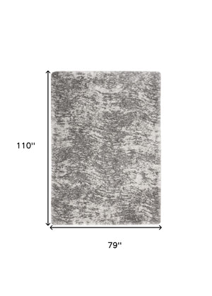 Homeroots 7' X 9' Charcoal And Ivory Abstract Shag Area Rug  Polyester 551260