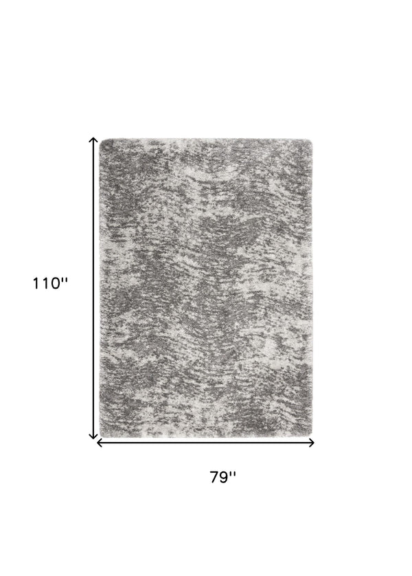 Homeroots 7' X 9' Charcoal And Ivory Abstract Shag Area Rug  Polyester 551260