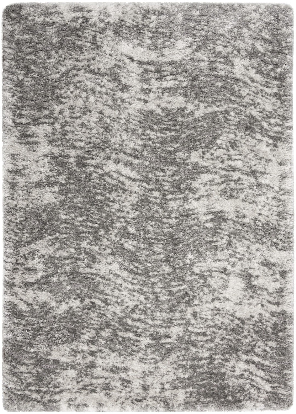 HomeRoots 7' Charcoal and Ivory Abstract Shag Area Rug - Plush, Stain-Resistant Luxury for Modern Spaces 551260