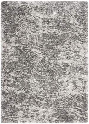 HomeRoots 7' Charcoal and Ivory Abstract Shag Area Rug - Plush, Stain-Resistant Luxury for Modern Spaces 551260
