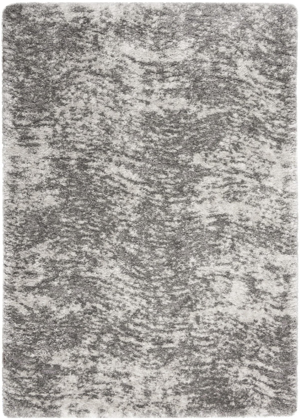 HomeRoots 7' Charcoal and Ivory Abstract Shag Area Rug - Plush, Stain-Resistant Luxury for Modern Spaces 551260
