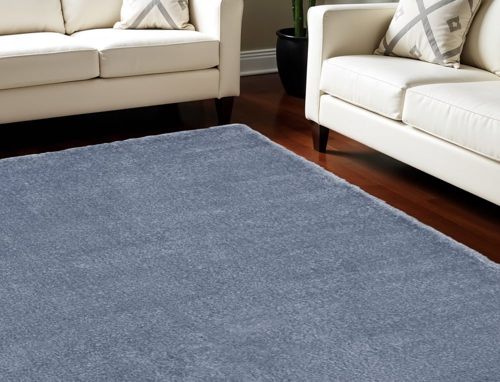 Homeroots 7' X 9' Blue Shag Area Rug  Polyester 551261