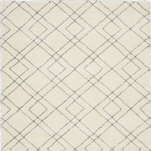 Homeroots 7' X 9' Ivory And Gray Geometric Shag Area Rug  Polyester 551262