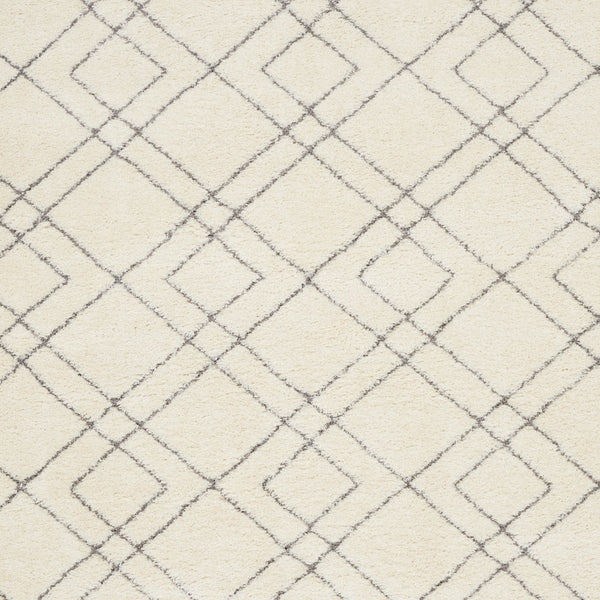 Homeroots 7' X 9' Ivory And Gray Geometric Shag Area Rug  Polyester 551262