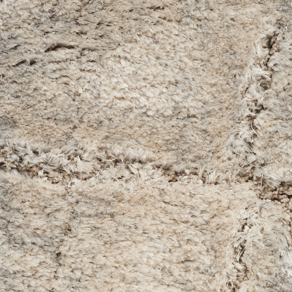 Homeroots 7' X 9' Beige Ivory And Gray Abstract Shag Area Rug  Polyester 551263