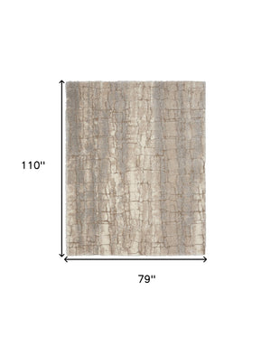 Homeroots 7' X 9' Beige Ivory And Gray Abstract Shag Area Rug  Polyester 551263