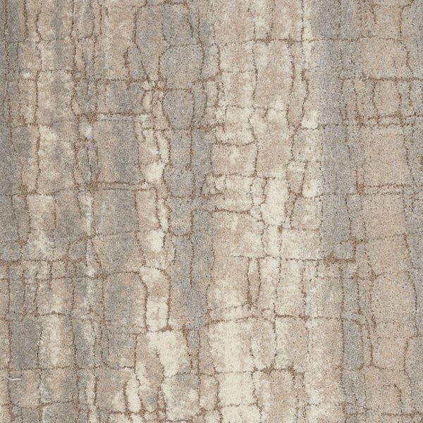 Homeroots 7' X 9' Beige Ivory And Gray Abstract Shag Area Rug  Polyester 551263