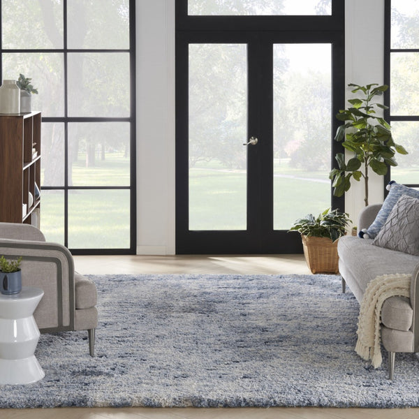 HomeRoots 5' Cozy Sky Blue Abstract Shag Area Rug – Plush, Stain-Resistant, Perfect for Modern Homes and Families 7' X 9' 551266