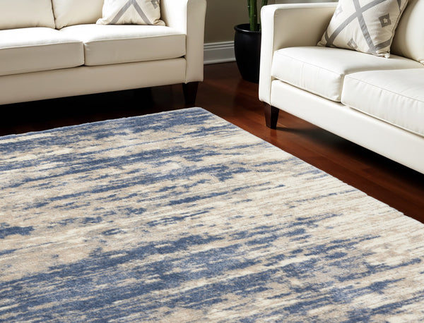 Homeroots 7' X 9' Light Blue Gray And Beige Abstract Shag Area Rug  Polyester 551267