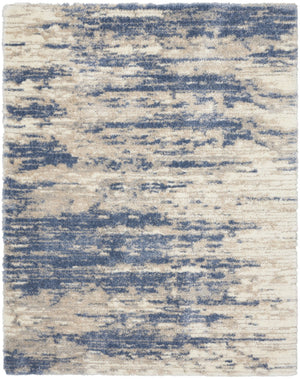 HomeRoots 7' Abstract Shag Area Rug in Light Blue Gray & Beige - Soft, Durable & Stain-Resistant Comfort for Homes 551267