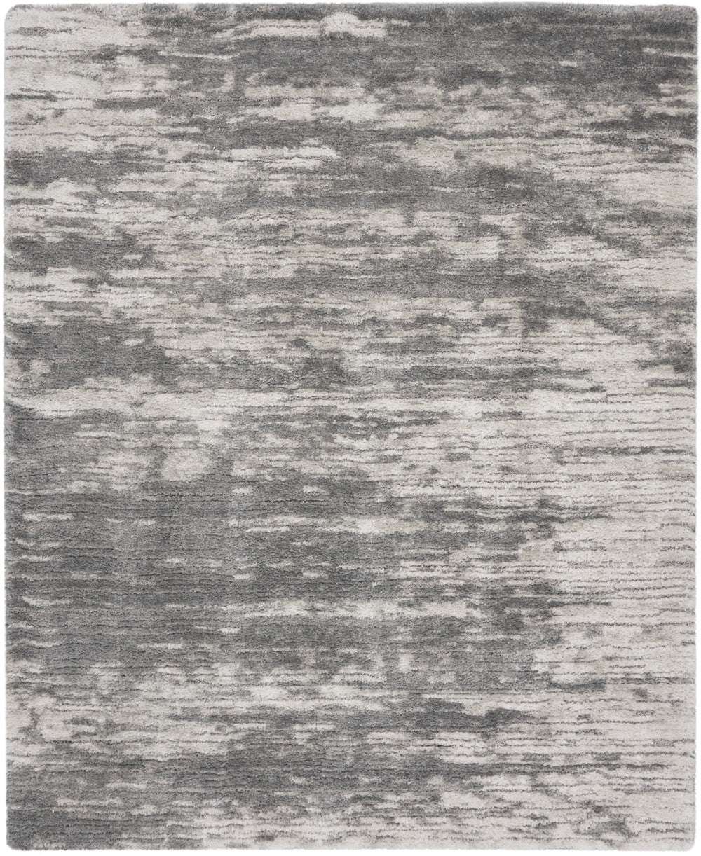 Homeroots 8' X 10' Charcoal And Ivory Abstract Shag Area Rug  Polyester 551269