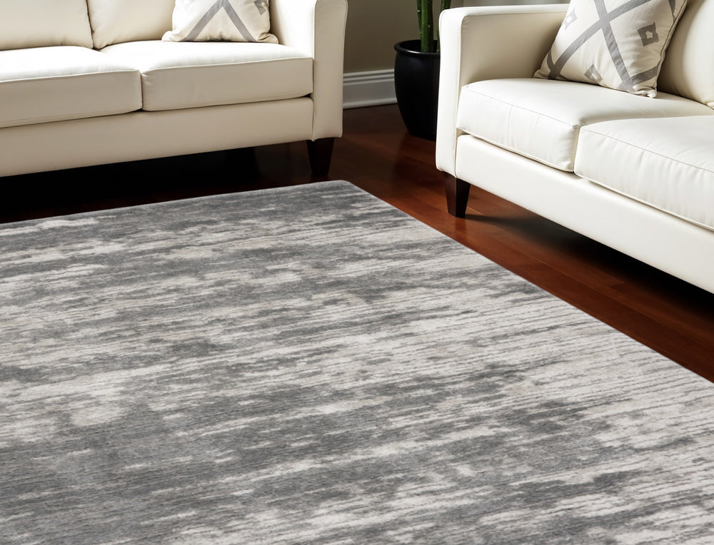 Homeroots 8' X 10' Charcoal And Ivory Abstract Shag Area Rug  Polyester 551269