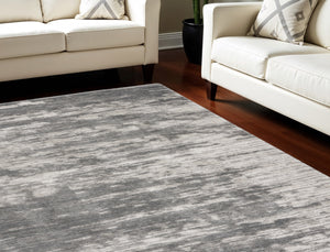 Homeroots 8' X 10' Charcoal And Ivory Abstract Shag Area Rug  Polyester 551269