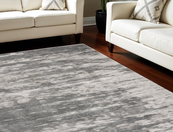 Homeroots 8' X 10' Charcoal And Ivory Abstract Shag Area Rug  Polyester 551269