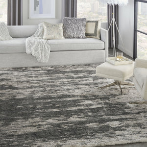 HomeRoots 4' Charcoal and Ivory Abstract Shag Area Rug - Soft, Stylish, Stain-Resistant for Modern Living Spaces 8' X 10' 551269