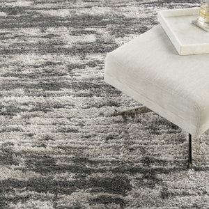 HomeRoots 4' Charcoal and Ivory Abstract Shag Area Rug - Soft, Stylish, Stain-Resistant for Modern Living Spaces 8' X 10' 551269