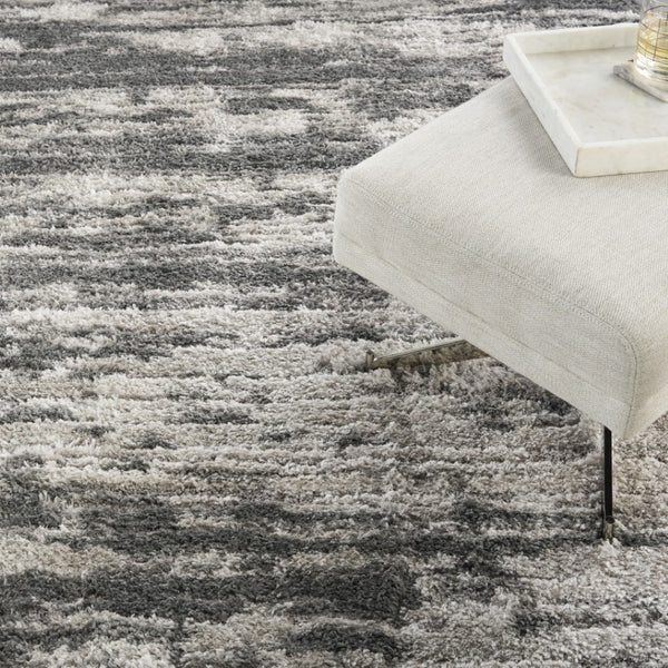 HomeRoots 4' Charcoal and Ivory Abstract Shag Area Rug - Soft, Stylish, Stain-Resistant for Modern Living Spaces 8' X 10' 551269