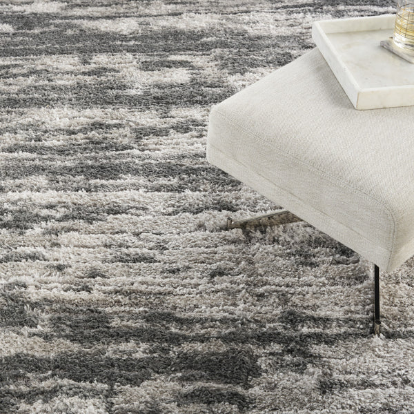 Homeroots 8' X 10' Charcoal And Ivory Abstract Shag Area Rug  Polyester 551269